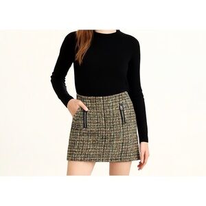 J.Crew Multicolor Tweed Zip Pocket Mini Skirt Size 0